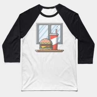 Burger and Soda cartoon Baseball T-Shirt